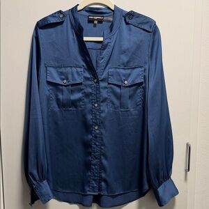 Karl Lagerfeld Blue Button-Up Blouse